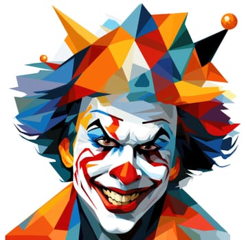 Abstract image of a clown in bright vector pop art style. Template for poster, sticker, t-shirt print, etc. Template for poster, sticker, t-shirt print, etc.