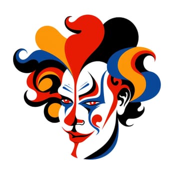 Abstract image of a clown in bright vector pop art style. Template for poster, sticker, t-shirt print, etc. Template for poster, sticker, t-shirt print, etc.