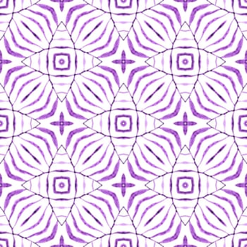 Chevron watercolor pattern. Purple outstanding boho chic summer design. Textile ready likable print, swimwear fabric, wallpaper, wrapping. Green geometric chevron watercolor border.