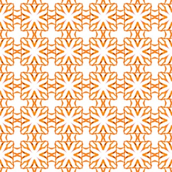 Exotic seamless pattern. Orange neat boho chic summer design. Textile ready enchanting print, swimwear fabric, wallpaper, wrapping. Summer exotic seamless border.