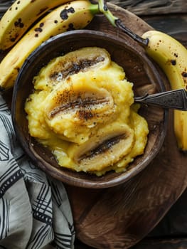 Authentic Ugandan matoke, a hearty dish of cooked and mashed green bananas, served in a traditional bowl - a nourishing and delicious representation of the rich culinary traditions of Africa