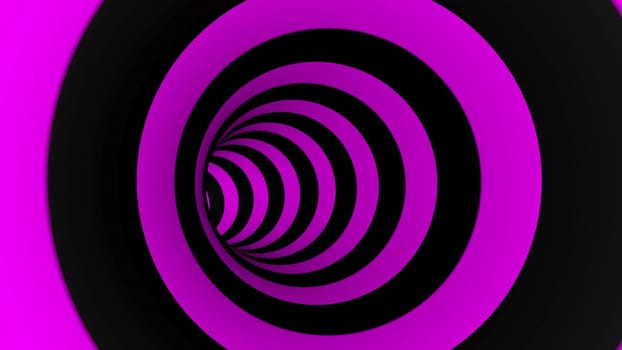 Beautiful purple tunnel circle endless abstract illusion geometric shapes 3d render