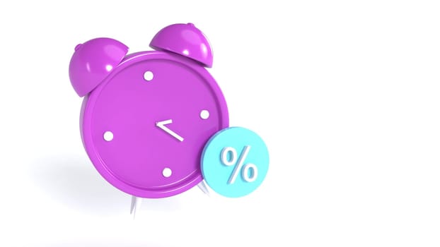 Dark pink alarm purple clock with price less discount 3d render