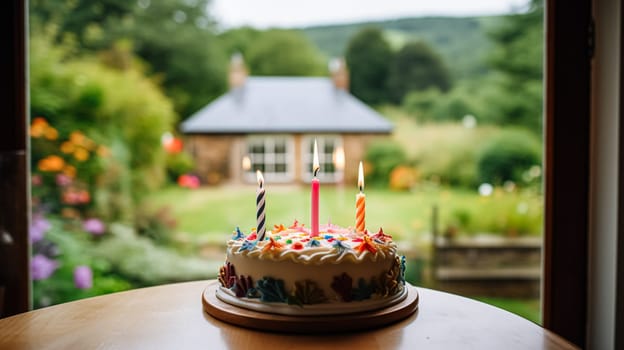 Homemade birthday cake in the English countryside house, cottage kitchen food and holiday baking recipe inspiration