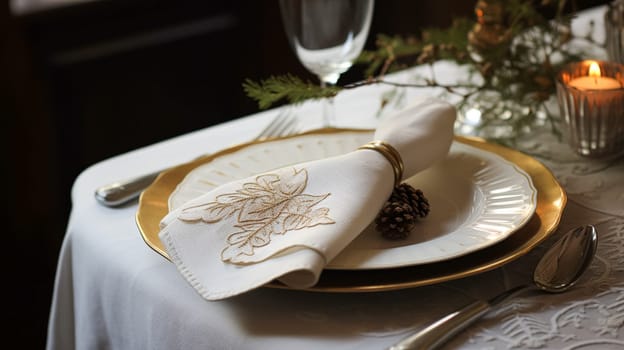 Holiday table decor, Christmas holidays celebration, tablescape and dinner table setting, English country decoration and home styling inspiration