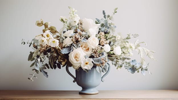 Beautiful floral arrangement with winter, autumn or early spring botanical plants and flowers