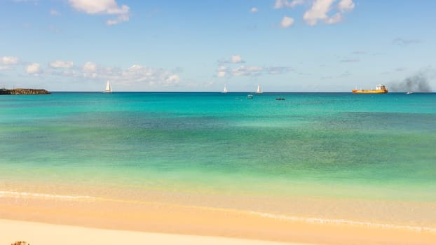 Barbados Island's Sandy Paradise Beach, Caribbean Island