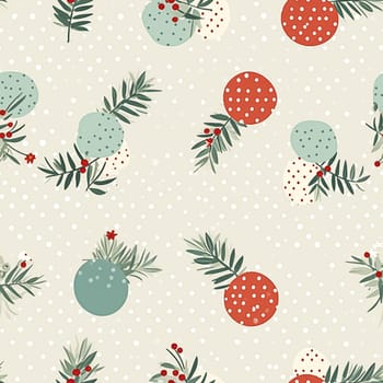 Seamless pattern, tileable modern botanical Christmas holiday, country berry dots print for wallpaper, wrapping paper, scrapbook, fabric and product design motif