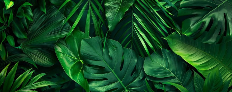 Closeup of Monstera leafs background suitable for wallpaper or to represent as backdrop or mockup