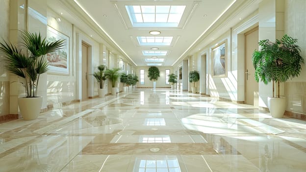 Empty Corridor In Modern Hospital.