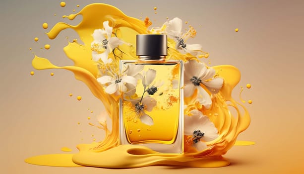 Perfume with floral aroma burst. Generative AI,