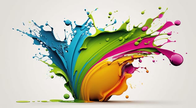 Colorful rainbow paint splash, explosion of colored powder on white background. Generative AI,