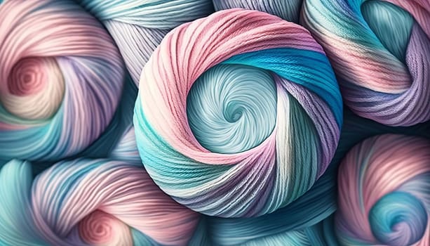 yarn for knitting multi-colored threads a lot. Generative AI,