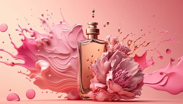 Perfume with floral aroma burst. Generative AI,