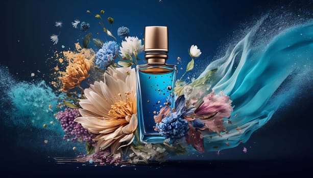 Perfume with floral aroma burst. Generative AI,