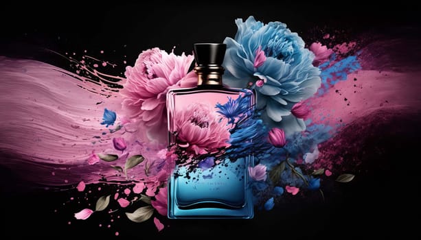 Perfume with floral aroma burst. Generative AI,