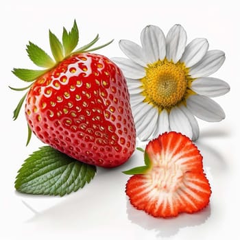 Strawberry berries isolate on white background. Generative AI,