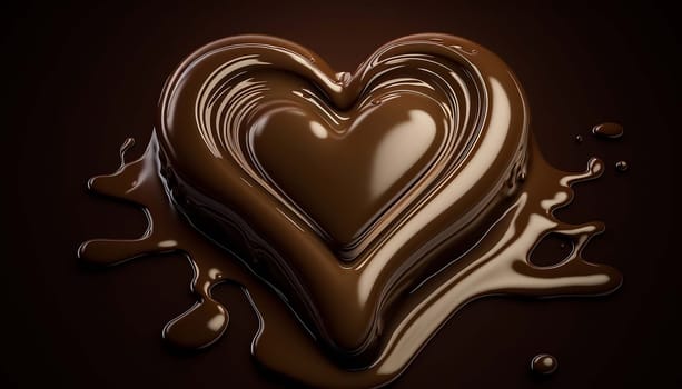 Chocolate heart, sweet soft chocolate love symbol, smooth chocolate background dark and milk chocolate. Generative AI,