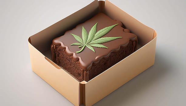 brownie cake with cannabis weed. Generative AI,