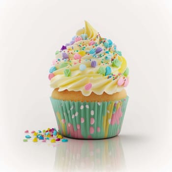 Cupcake isolate on white background. Generative AI,