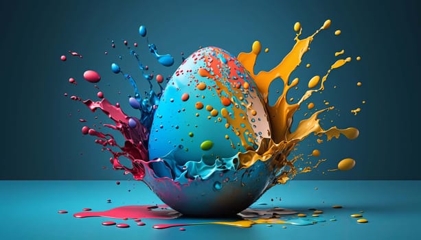 Easter egg splash of colors. Generative AI,