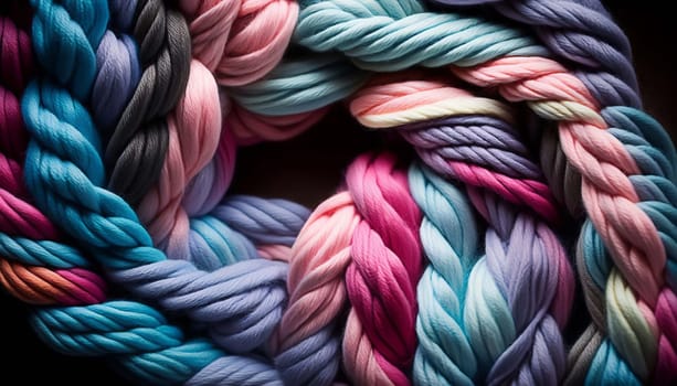 yarn for knitting multi-colored threads a lot. Generative AI,