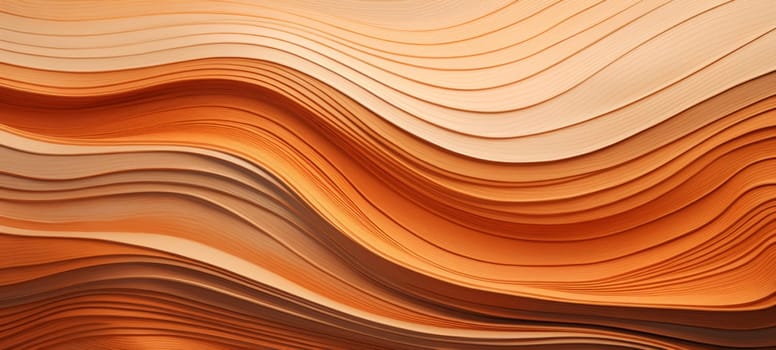 A mesmerizing abstract image showcasing waves of wooden texture in varying shades of orange, creating a visually soothing yet dynamic pattern