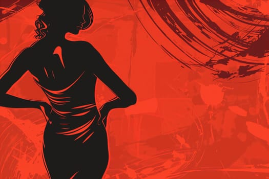 A symbolic illustration representing the International Day for the Elimination of Sexual Violence in Conflict, depicting a silhouette of a woman against a red background.