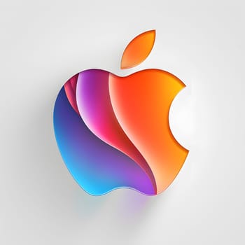 A vibrant Electric blue apple logo, in a Petal pattern, stands out on a white background. The Artistic Graphics and Liquid form create a unique symbol of creativity and innovation