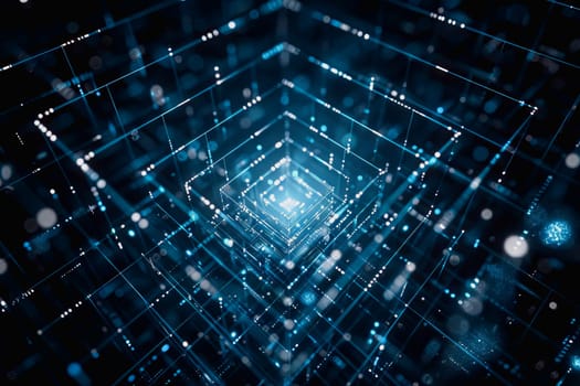 binary numeric data transmission chain of nodes connected in a network form, p2p connection.