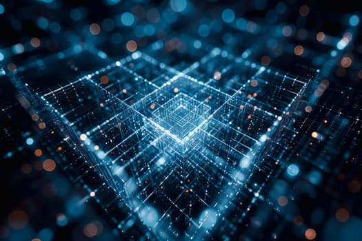 binary numeric data transmission chain of nodes connected in a network form, p2p connection.