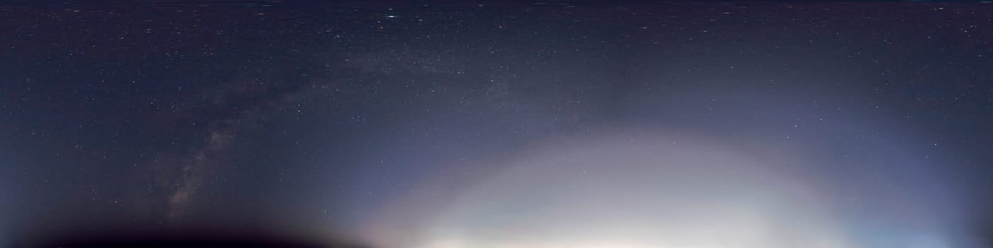 360 degree panoramic view on Arch of Milky Way and Moon