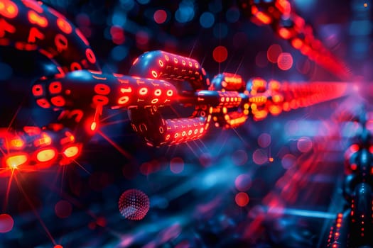 binary numeric data transmission chain of nodes connected in a network form, p2p connection.