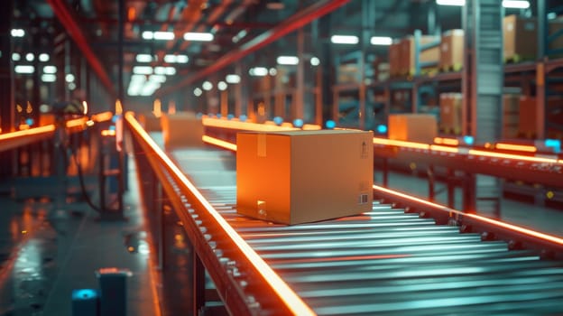 A conveyor belt with boxes on it. logistic concept.