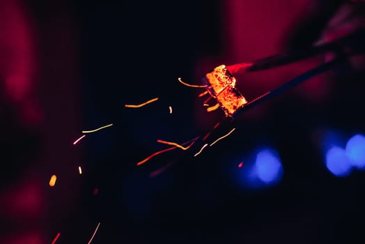 heated hot coals with sparks for Shisha Smoking traditional Oriental holiday