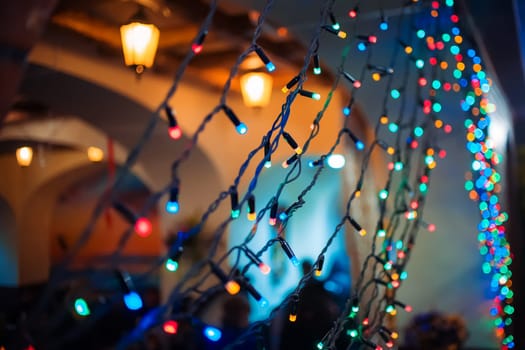 colorful light Christmas garland, holiday, new year