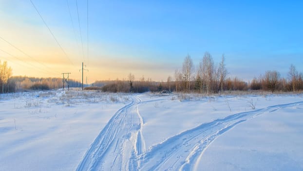 frosty winter day outdoors with blue sky
