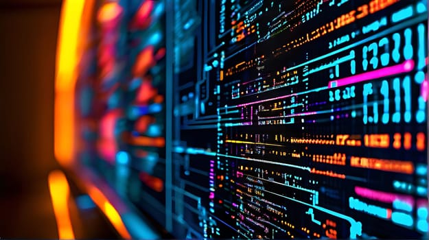 A computer screen with many colorful code. High quality photo