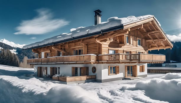 A house with snow on the roof. High quality photo