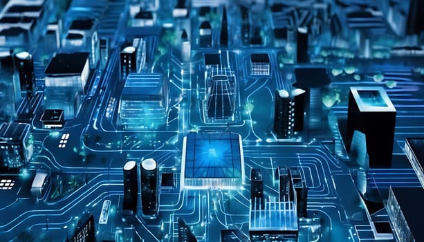 A blue computer circuit board. High quality photo