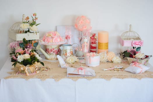 wedding decor pink and white