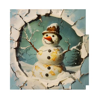 Christmas snowman cut out old fashioned warm ai generated photo