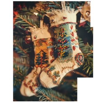 Christmas stocking cut out old fashioned warm ai generated photo