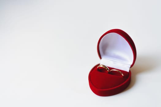 pair of gold wedding rings close-up for a wedding ceremony
