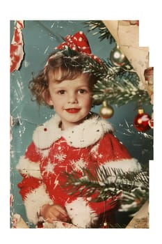 Young boy in christmas hats old fashioned ai generated photo