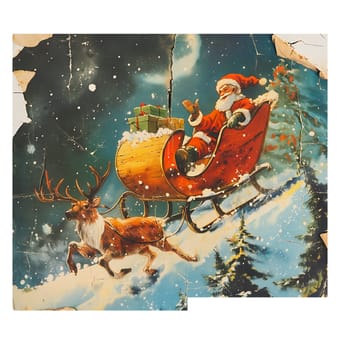 Christmas Sleigh cut out old fashioned warm ai generated photo