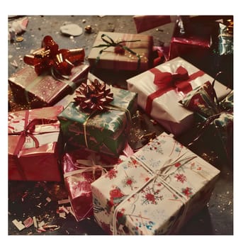 Christmas colorful giftboxes cut out warm old fashioned ai generated photo