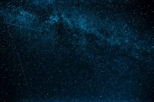 milky way and shooting stars on a background of blue night sky