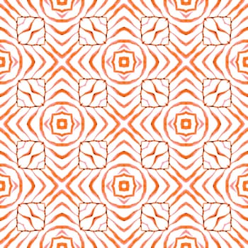 Hand drawn green mosaic seamless border. Orange awesome boho chic summer design. Mosaic seamless pattern. Textile ready dazzling print, swimwear fabric, wallpaper, wrapping.