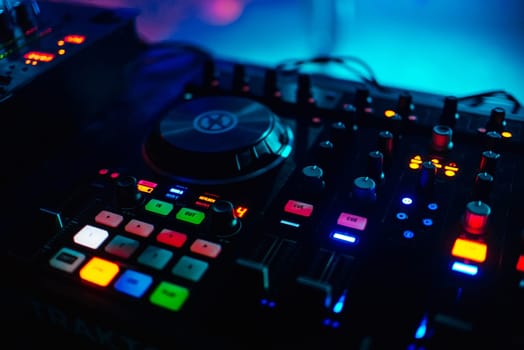 backlit buttons for music professional mixer DJ to play musical drives with controllers volume